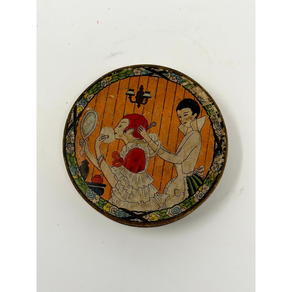 Vintage Richard Hudnut Three Flowers Boudoir Compact Powder Art Deco